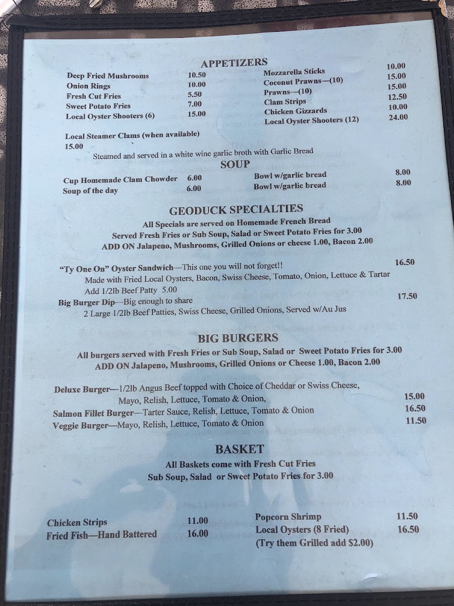 Menu Geoduck Restaurant & Lounge-9