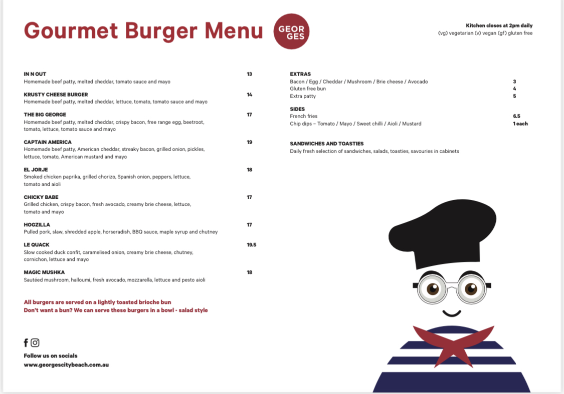 Menu Georges City Beach-2