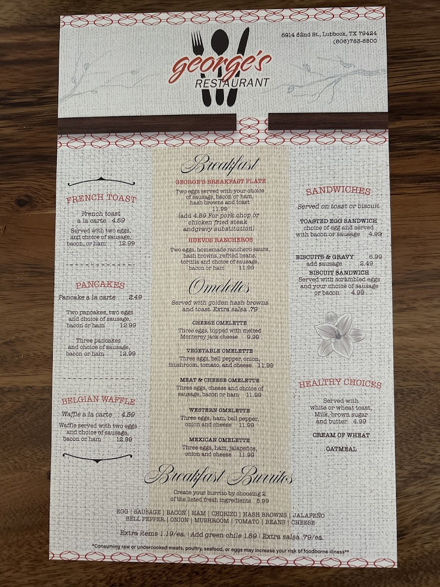 Menu George's Restaurant-2