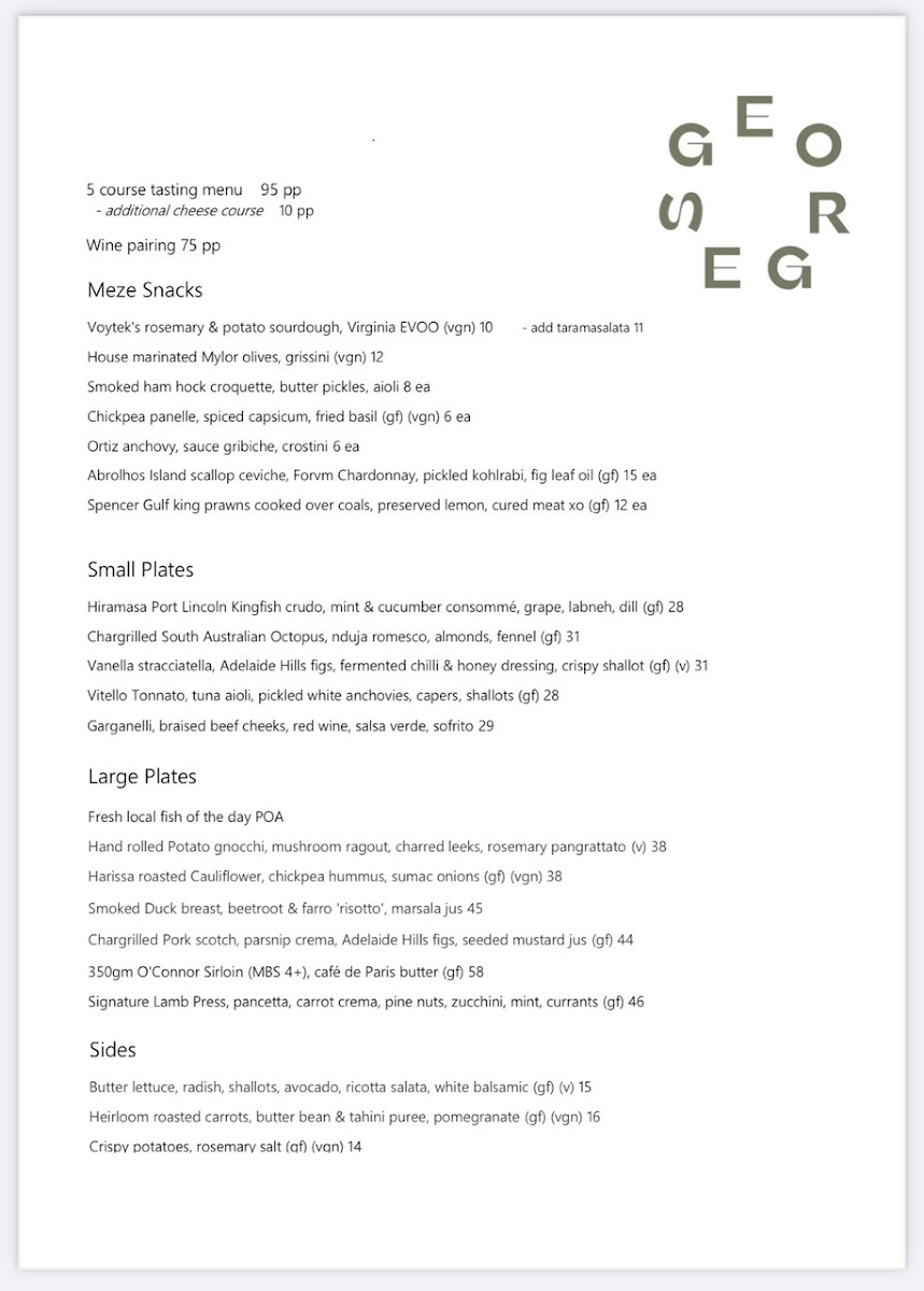 Menu Georges