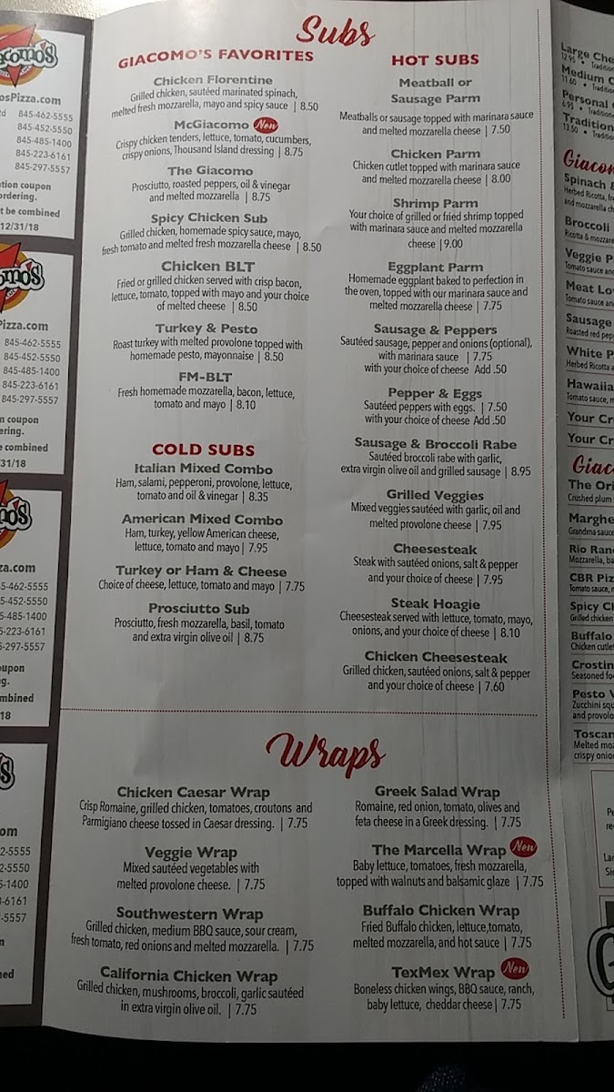 Menu Giacomo's Pizza Spackenkill-2