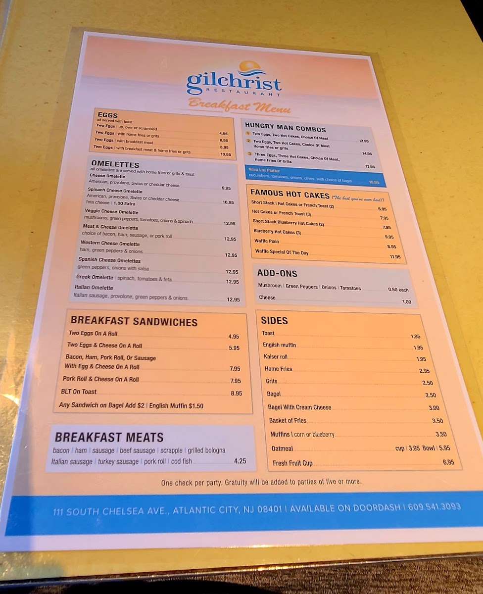 Menu Gilchrist At Tropicana Atlantic City-7