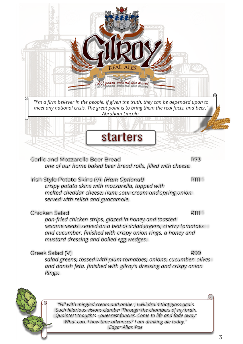 Menu Gilroy's Brewery (Pty) Ltd-2