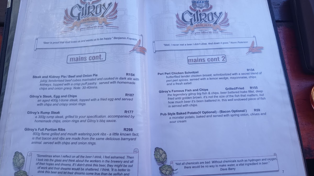 Menu Gilroy's Brewery (Pty) Ltd-8