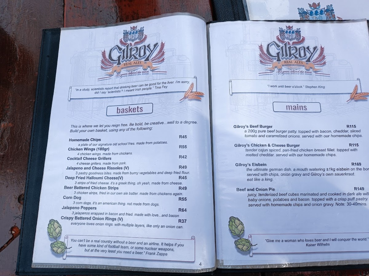 Menu Gilroy's Brewery (Pty) Ltd-9