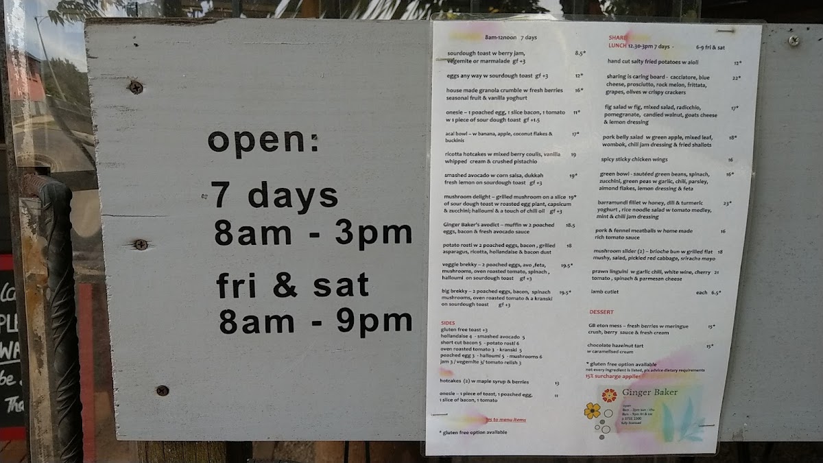 Menu Ginger Baker Cafe - Food & Wine-9