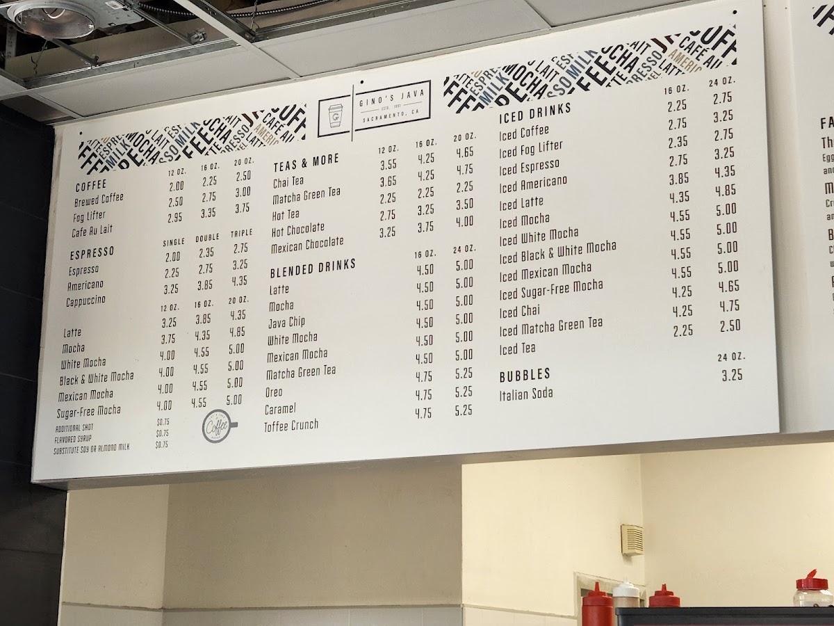 Menu Gino's Java-5