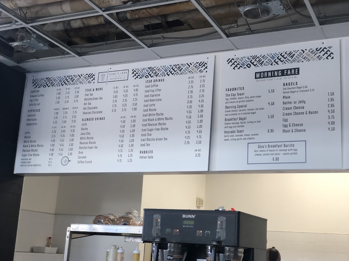 Menu Gino's Java-6