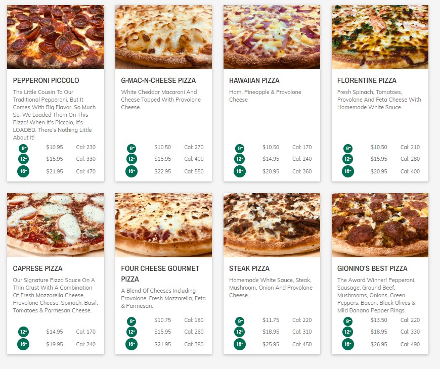 Menu Gionino's Pizzeria Of Hudson-3