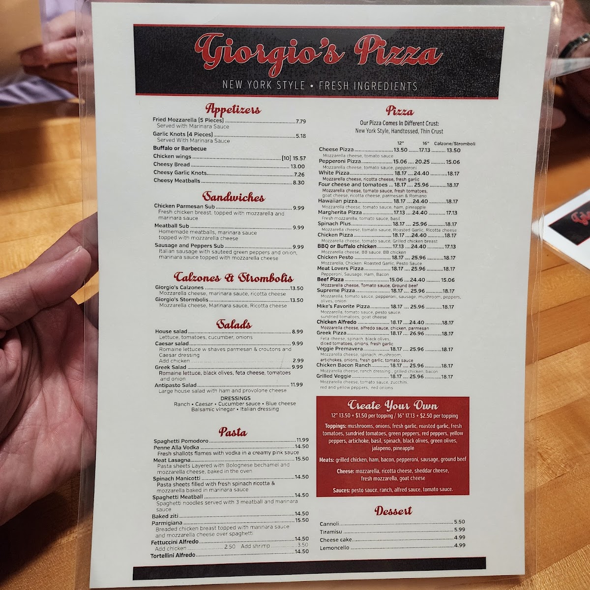 Menu Giorgio's Pizza-1
