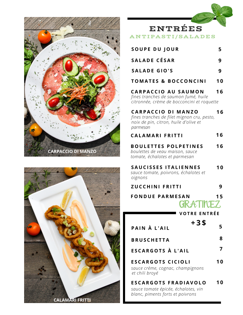 Menu Gio’S Sainte-Agathe.-1