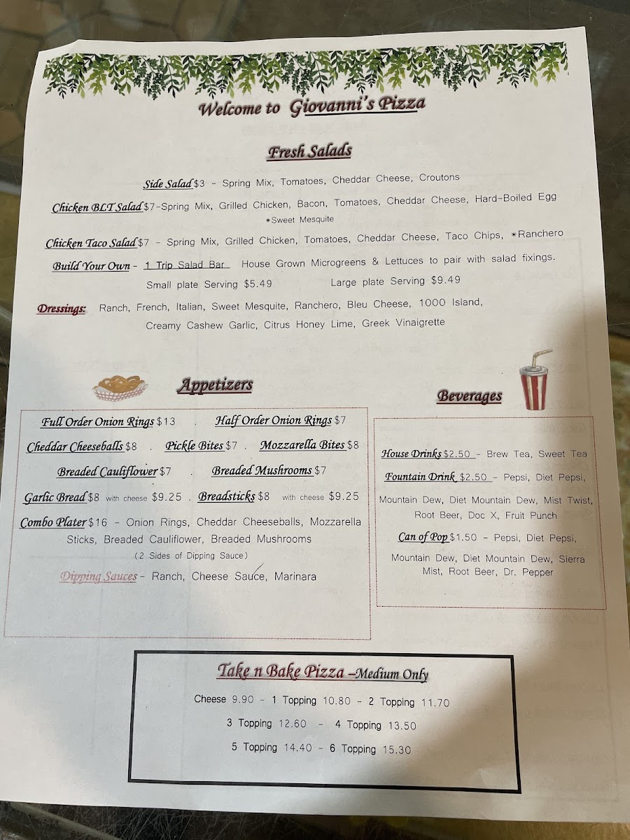 Menu Giovanni's Family Restaurant-1