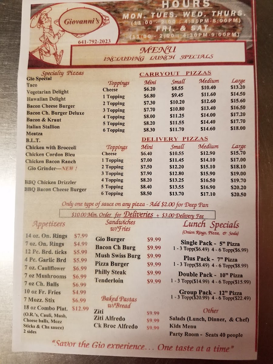 Menu Giovanni's Family Restaurant-3