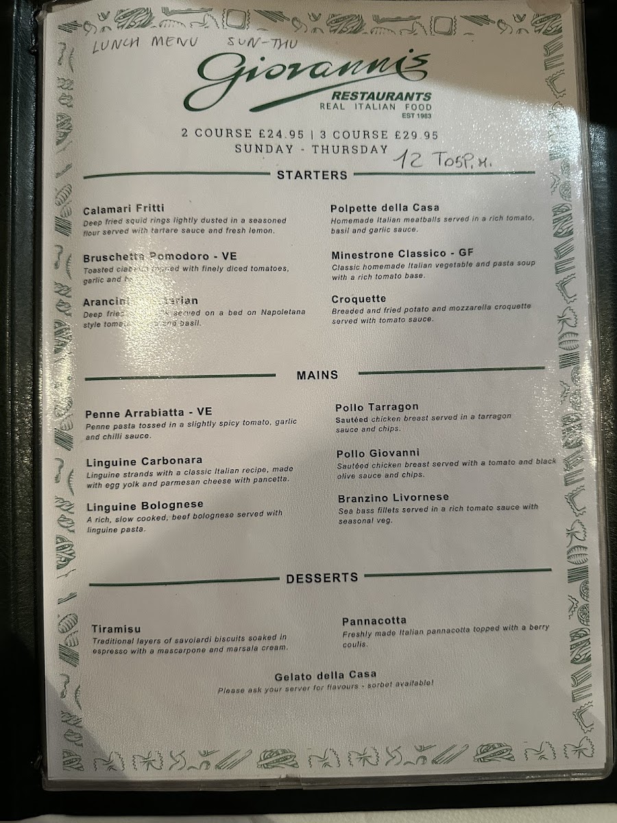 Menu Giovannis On The Hayes-7