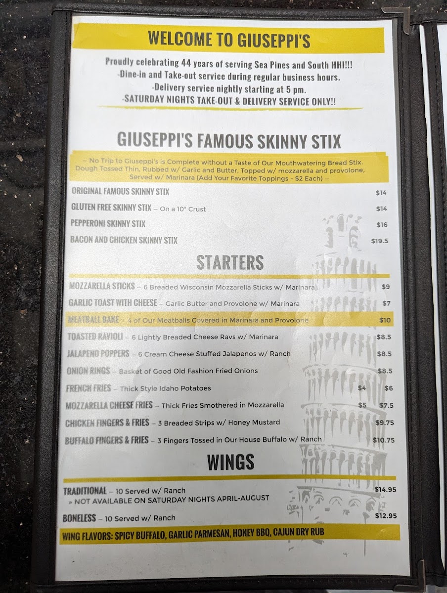Menu Giuseppi's Pizza-1