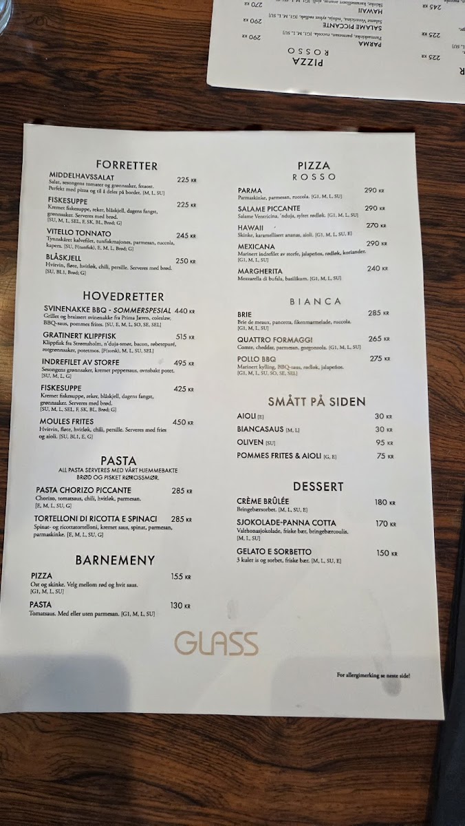 Menu Glass Resturant - Bar-1