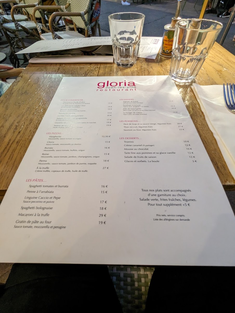 Menu Gloria-1