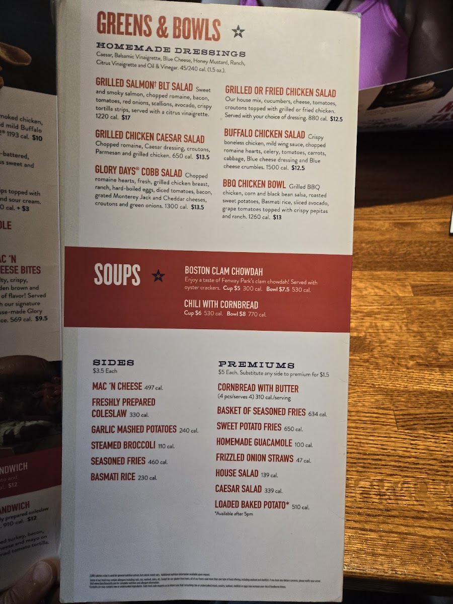 Menu Glory Days Grill-3