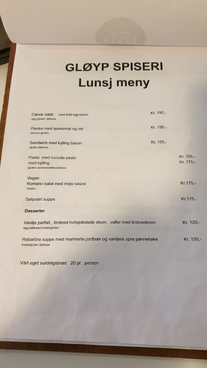 Menu Gløyp Spiseri-8