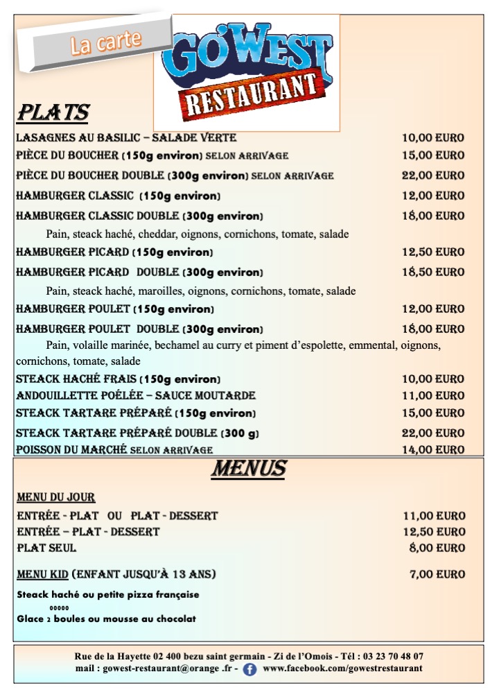 Menu Go West Restaurant-1
