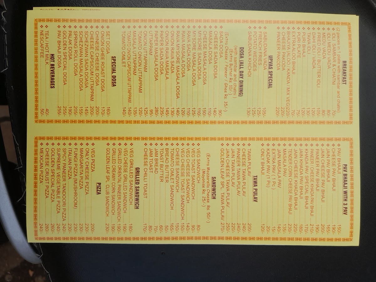 Menu Golden Leaf Pure Veg Restaurant-1