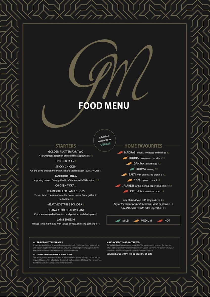 Menu Golden Moments At 507-1