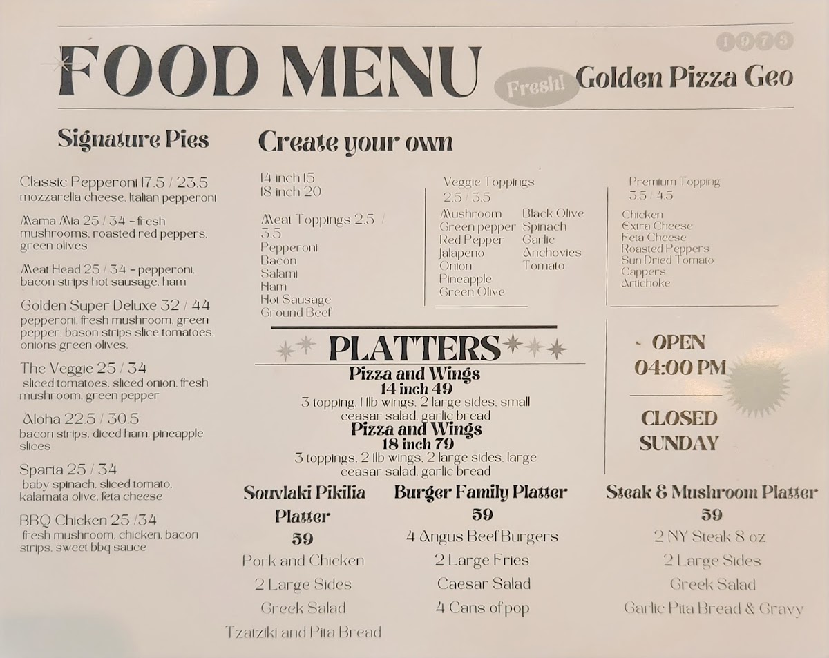 Menu Golden Pizza Geo-5