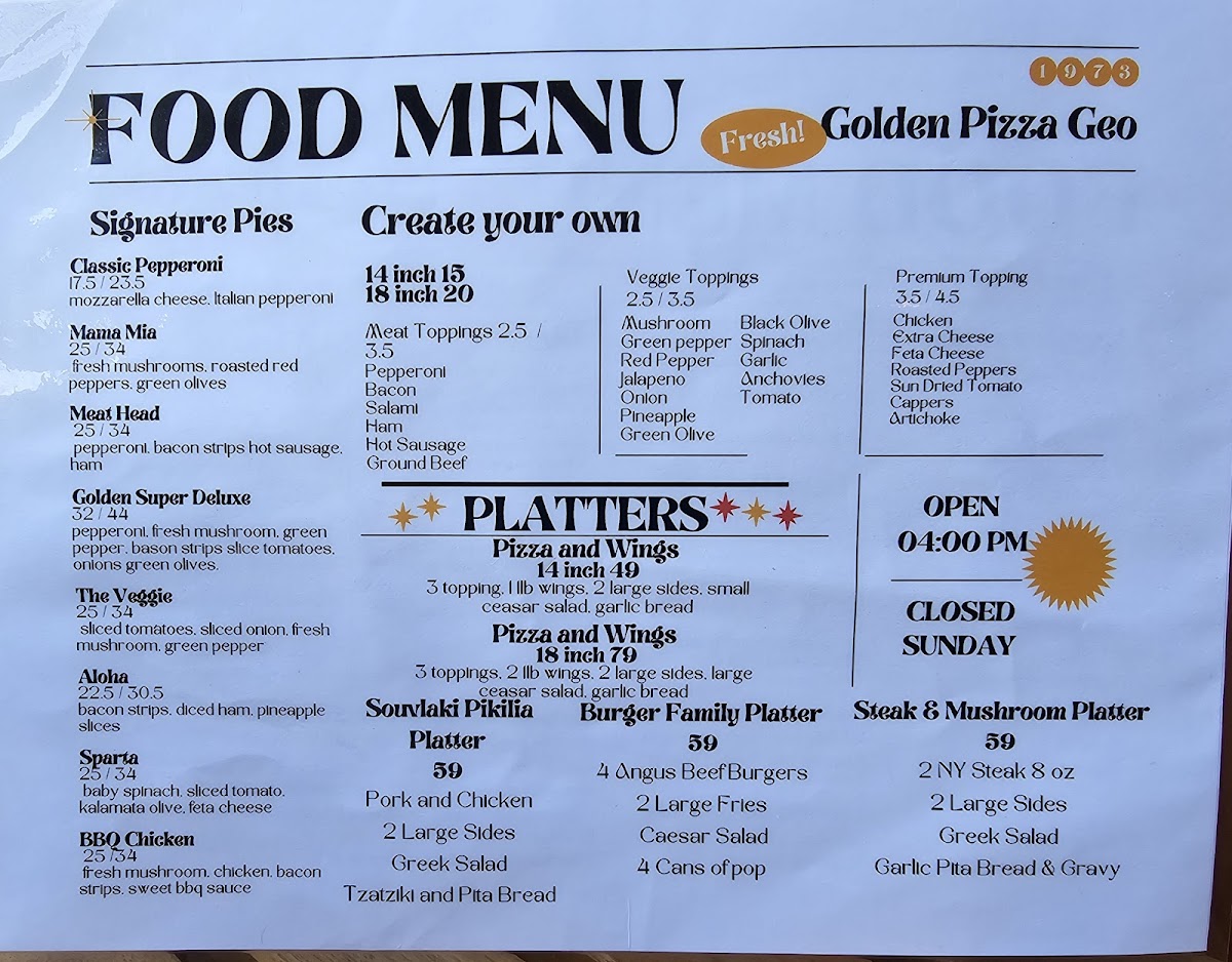 Menu Golden Pizza Geo-7