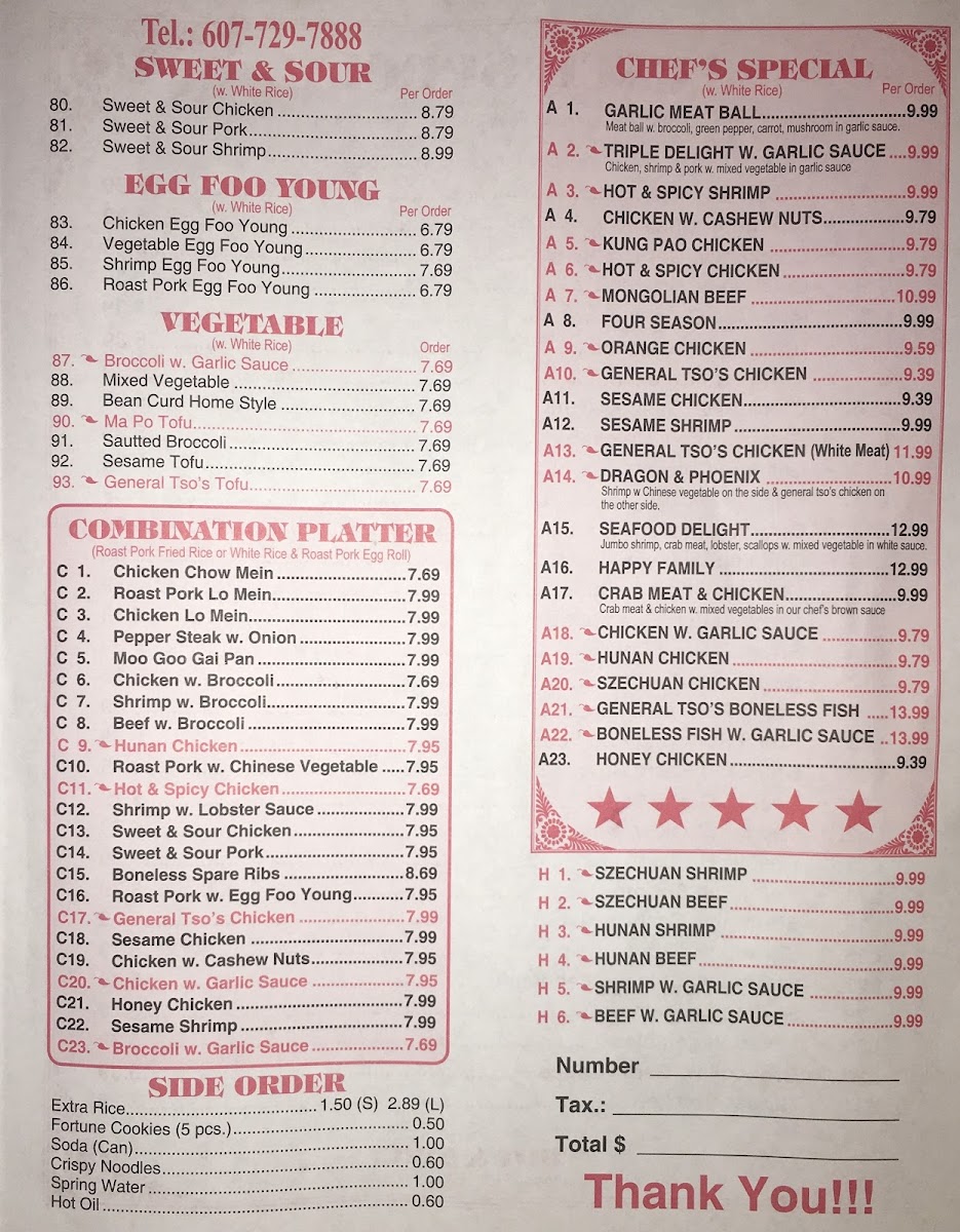 Menu Golden Star-4