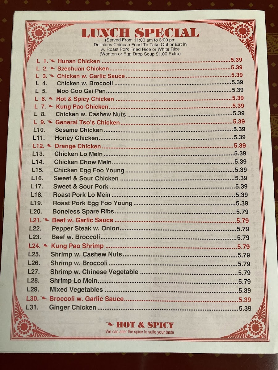 Menu Golden Star-5