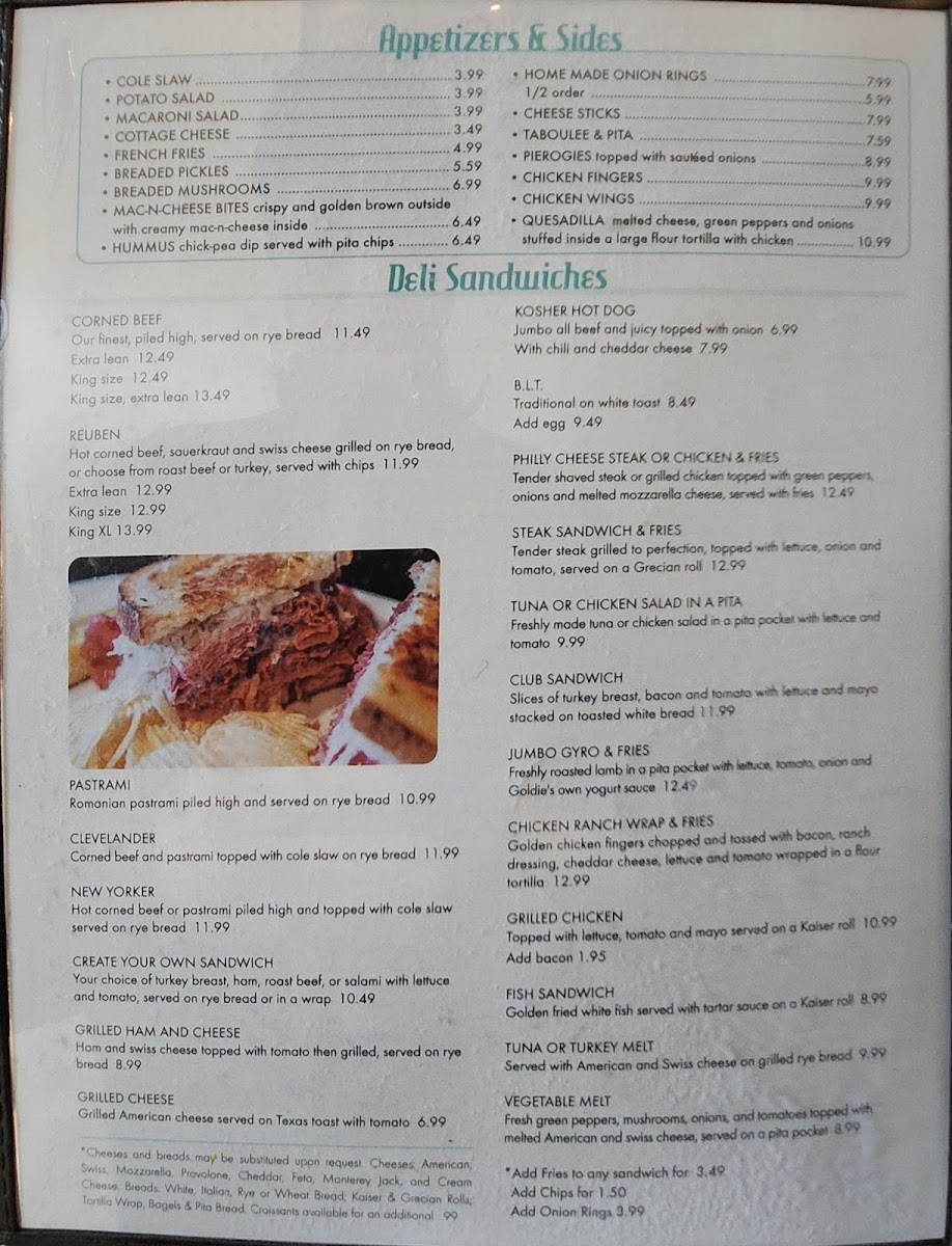 Menu Goldie’S Deli & Restaurant-2