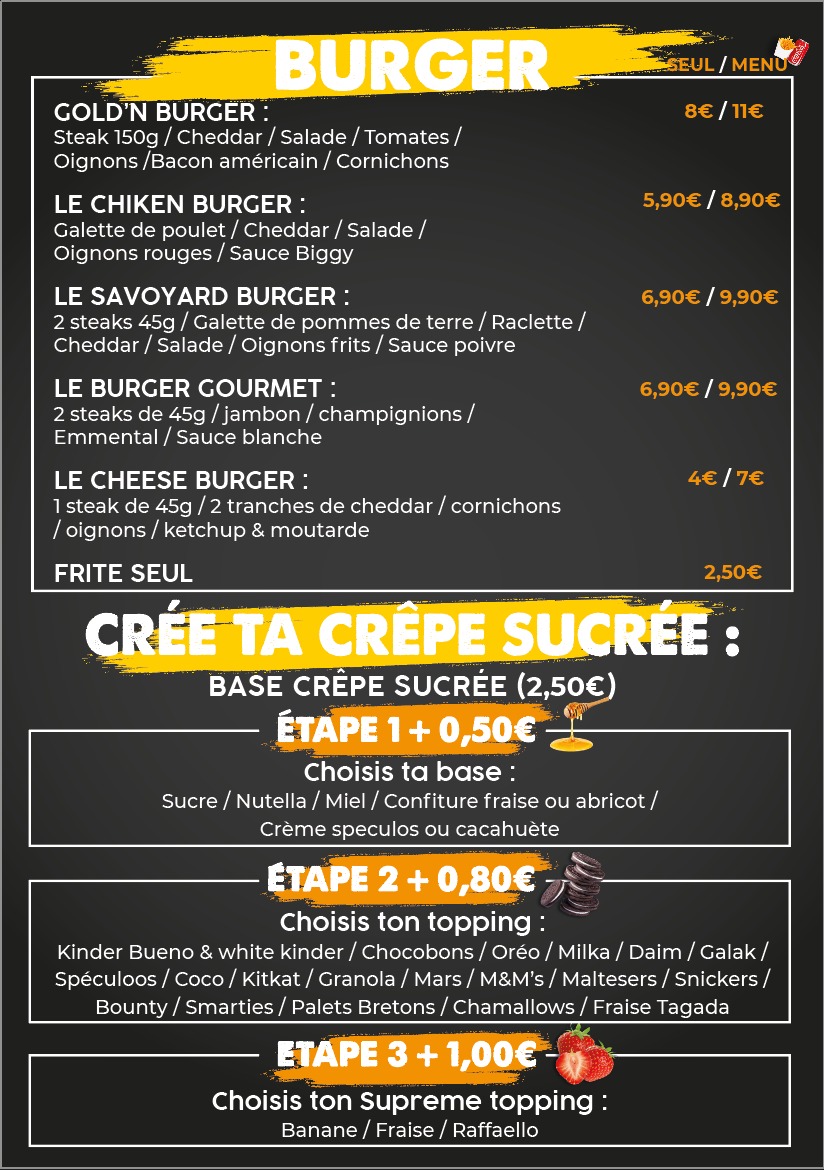 Menu Goldn Food - Crepes Et Burgers Evry Courcouronnes-1