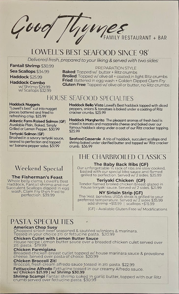 Menu Good Thymes Family Restaurant-1