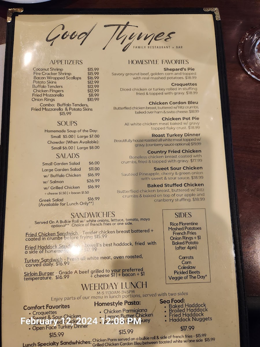 Menu Good Thymes Family Restaurant-8