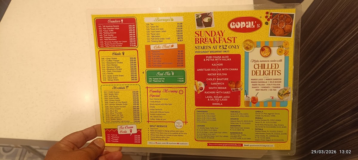Menu Gopal Sweets Chandigarh-10