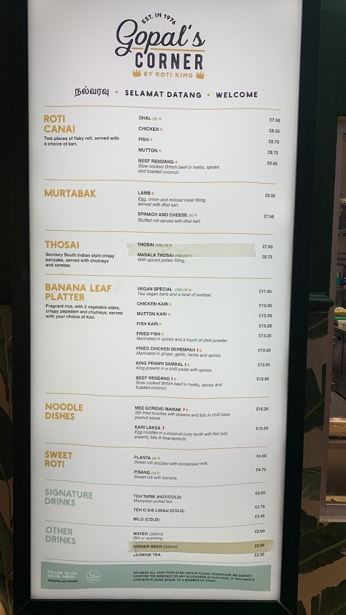 Menu Gopal's Corner Oxford Street-5