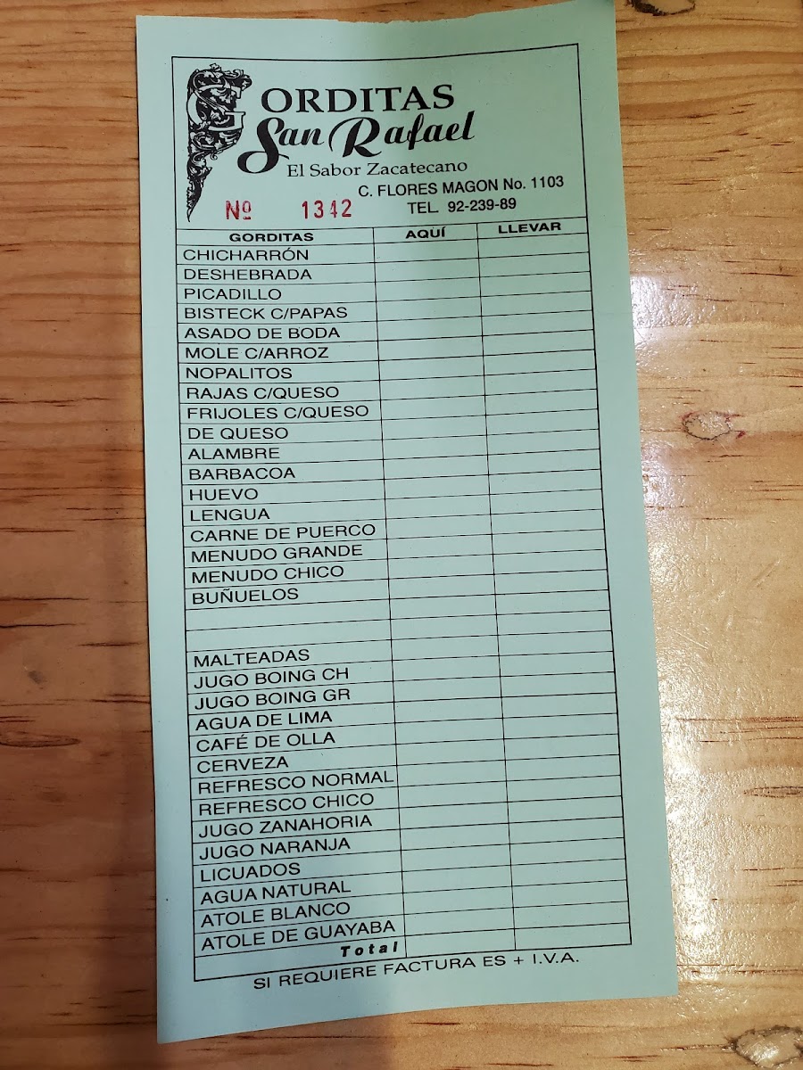 Menu Gorditas San Rafael-9