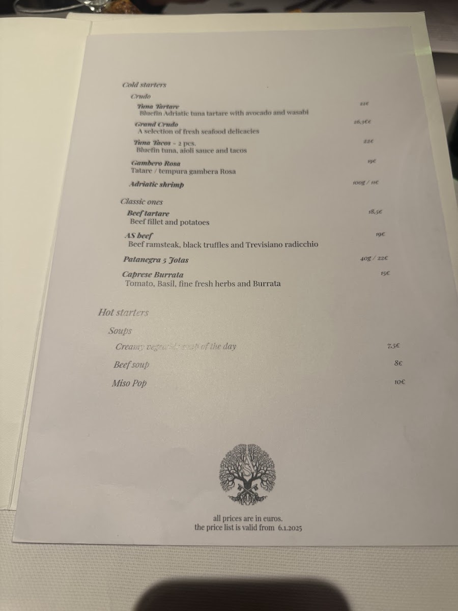 Menu Gostilna As-4
