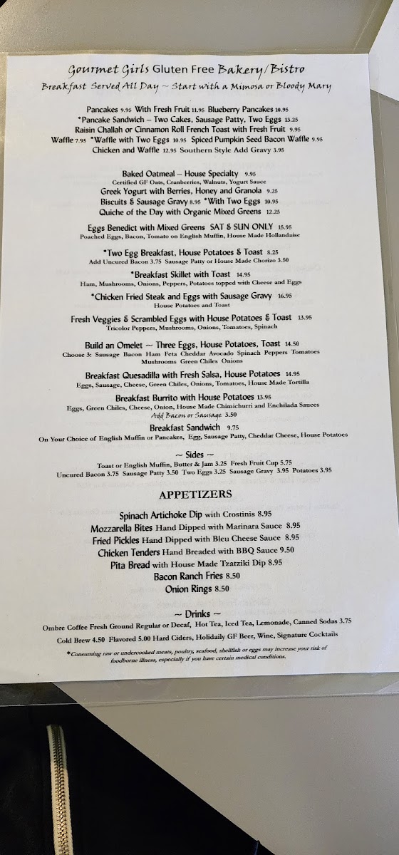 Menu Gourmet Girls Gluten Free Bakery/bistro-10