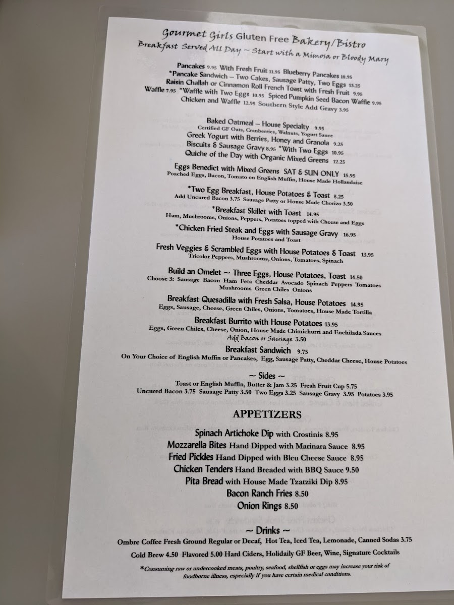 Menu Gourmet Girls Gluten Free Bakery/bistro-8