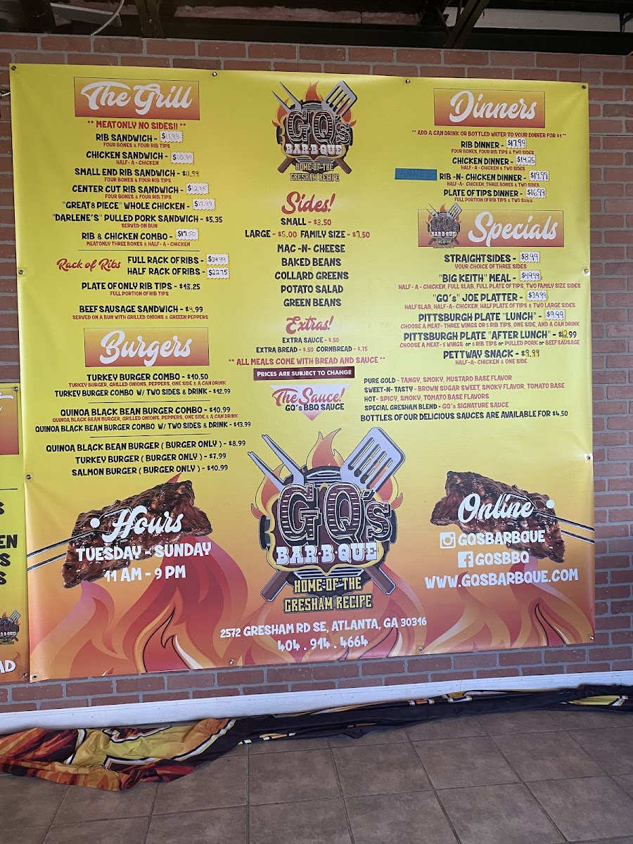 Menu Gq's Bar-B-Que-9