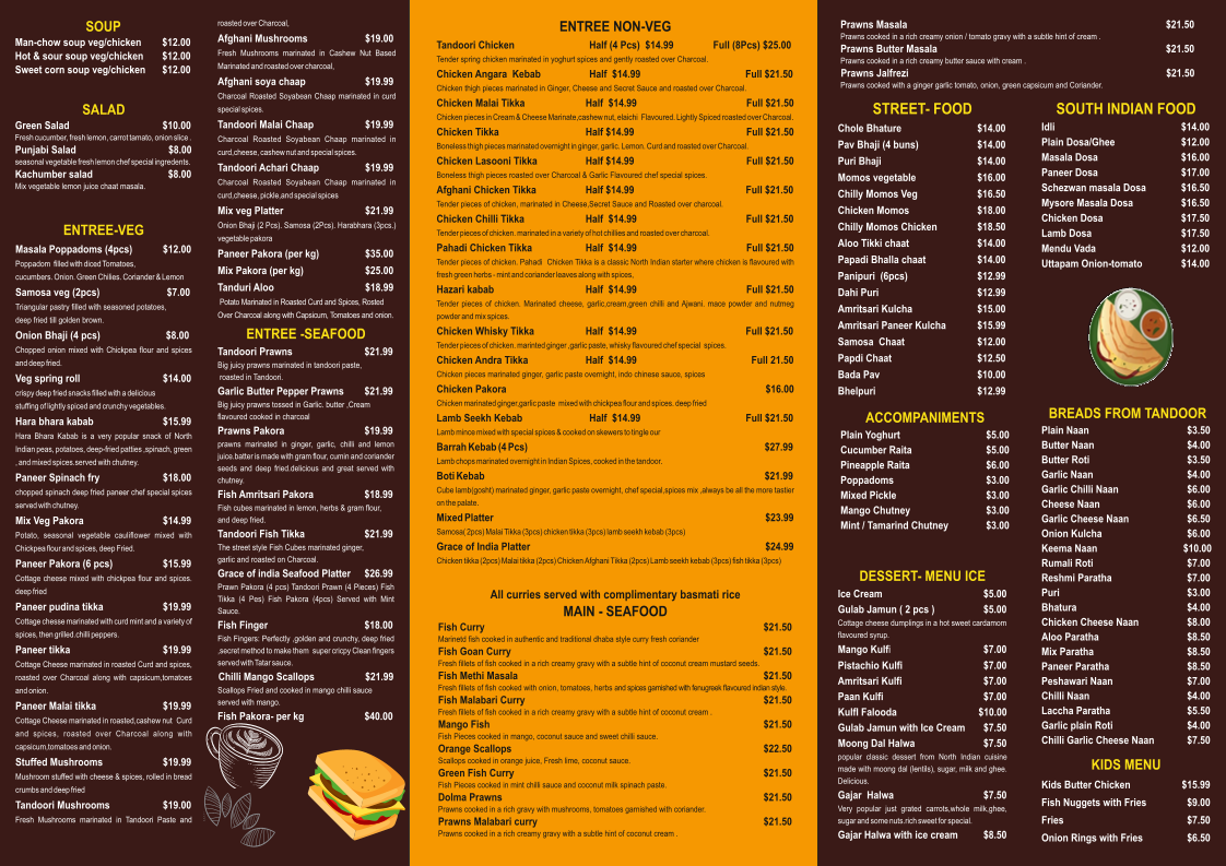 Menu Grace Of India Restaurant & Bar Fine Dining-1