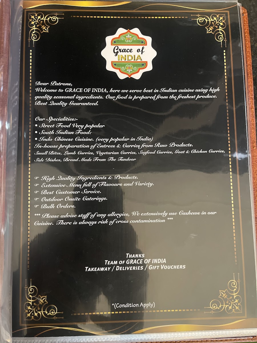 Menu Grace Of India Restaurant & Bar Fine Dining-7