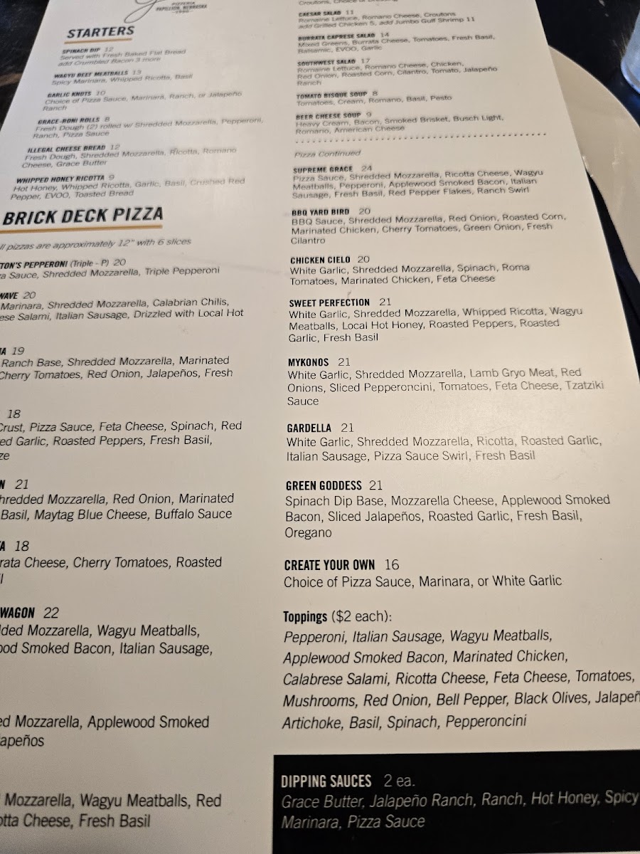 Menu Grace Pizza And Shakes Papillion-7