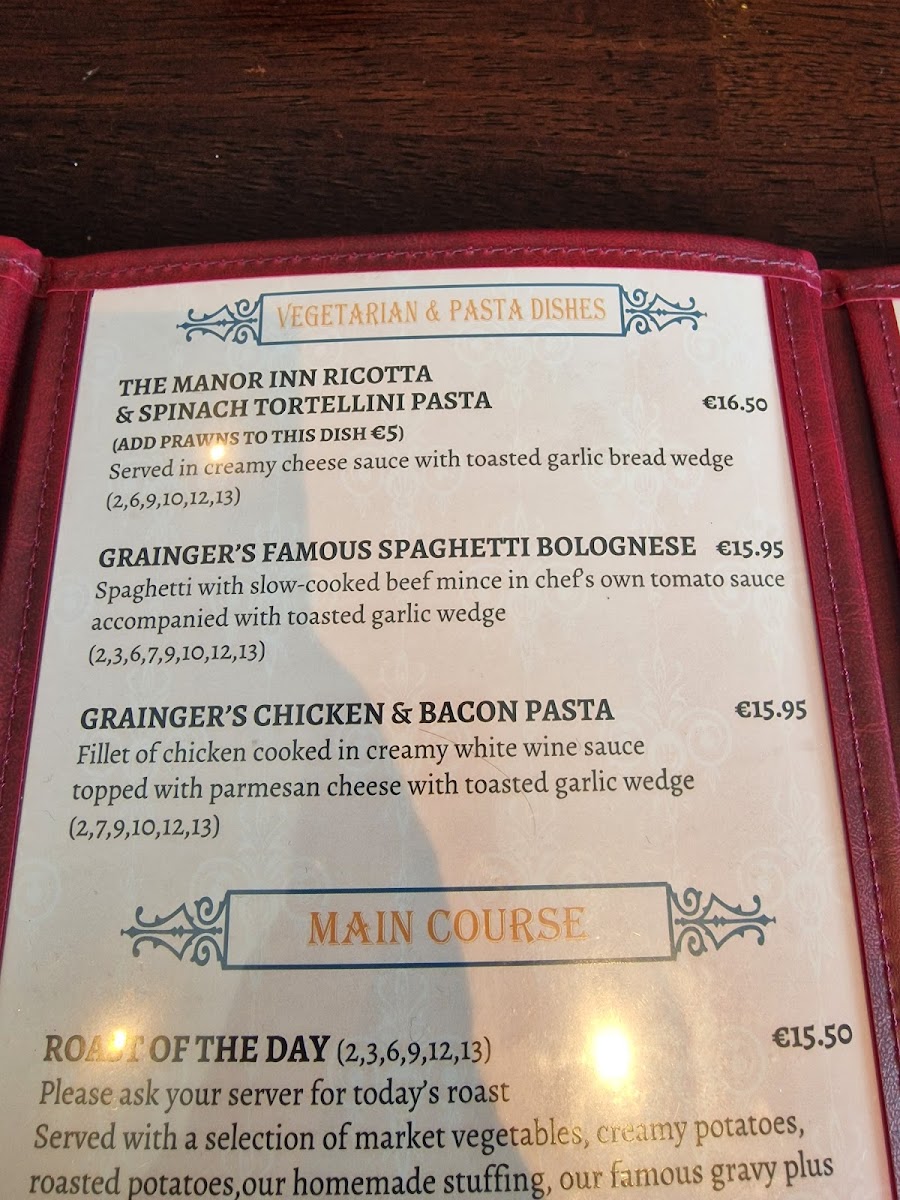 Menu Grainger's The Manor Inn-4