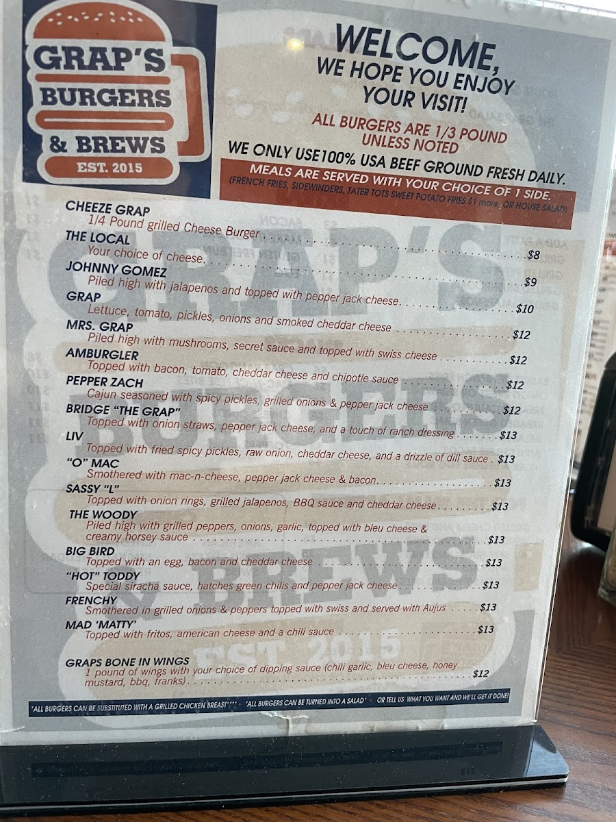 Menu Grap's Burgers & Brews-4