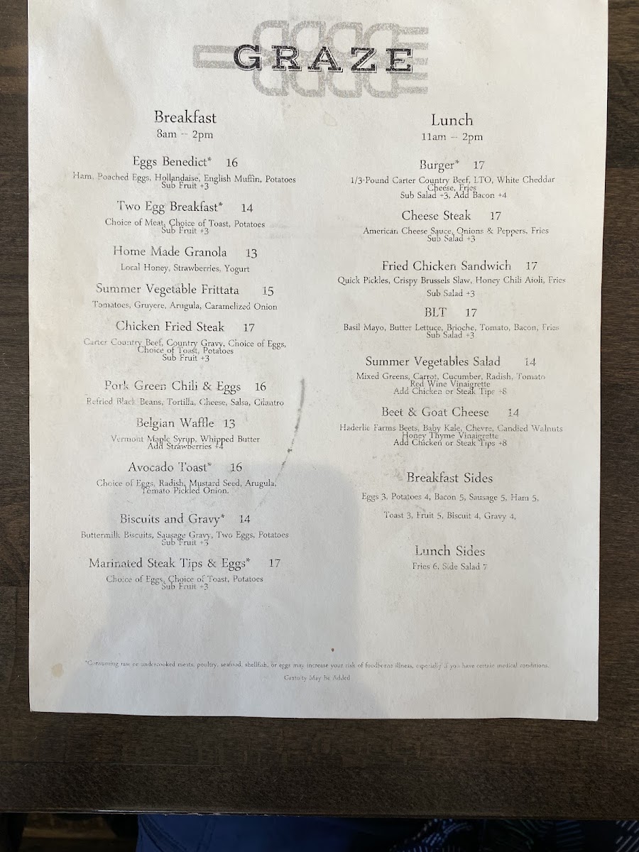 Menu Graze-8