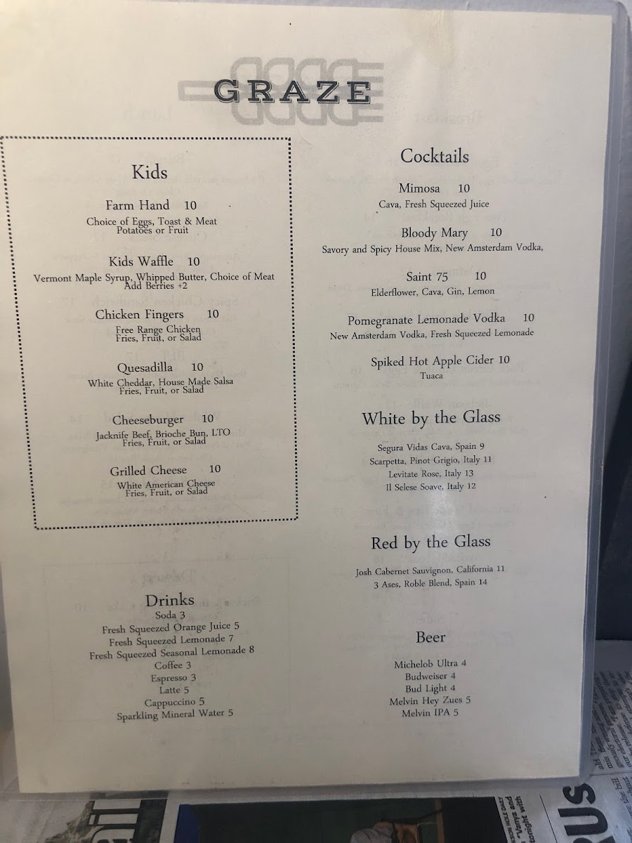 Menu Graze-9