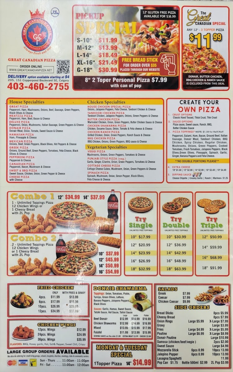 Menu Great Canadian Pizza & Donair-1