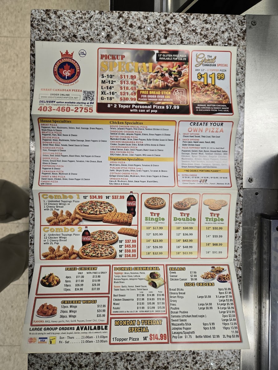 Menu Great Canadian Pizza & Donair-2
